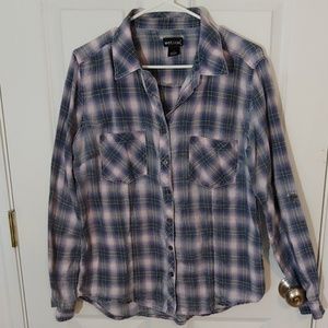 Distressed plaid shirt